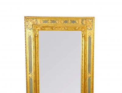 Painted Gilt and Ebonized Mid 20th Century Italian Venetian Style Wall Mirror