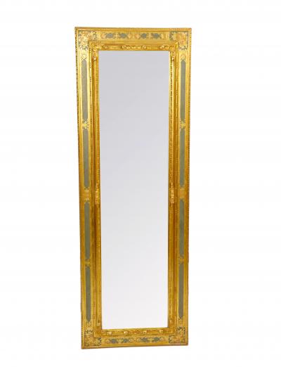 Painted Gilt and Ebonized Mid 20th Century Italian Venetian Style Wall Mirror