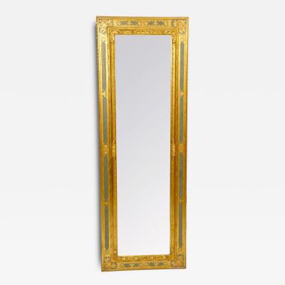 Painted Gilt and Ebonized Mid 20th Century Italian Venetian Style Wall Mirror