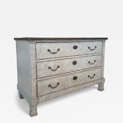 Painted Gray Blue Three Drawer Commode