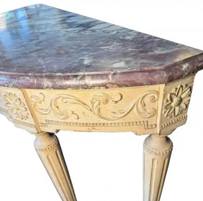 Painted Marble Top Console