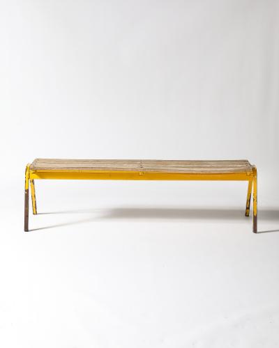 Painted Metal Vintage Gym Bench France c 1950