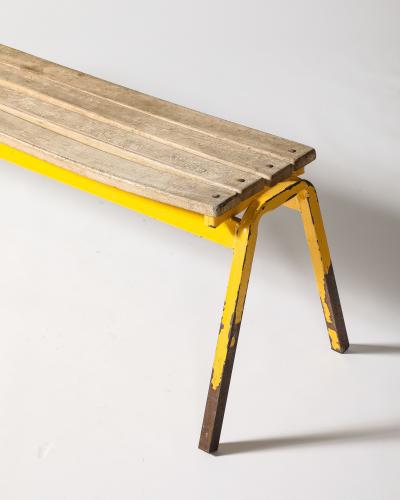 Painted Metal Vintage Gym Bench France c 1950