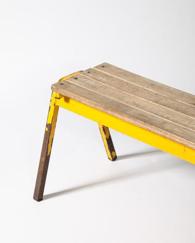 Painted Metal Vintage Gym Bench France c 1950