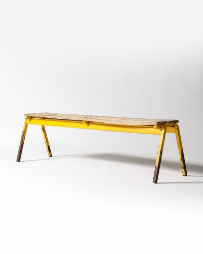 Painted Metal Vintage Gym Bench France c 1950