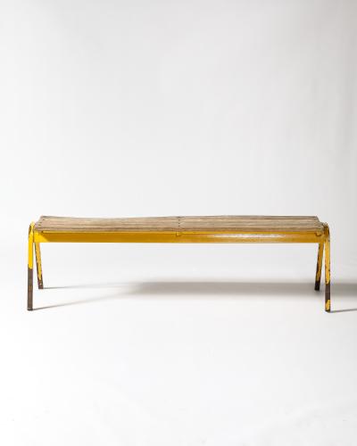 Painted Metal Vintage Gym Bench France c 1950