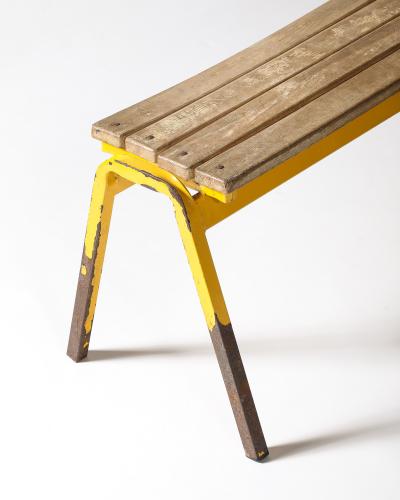 Painted Metal Vintage Gym Bench France c 1950