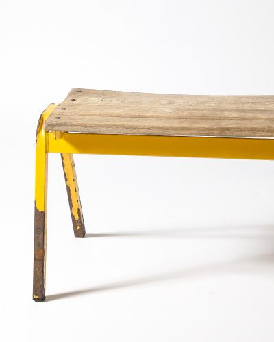 Painted Metal Vintage Gym Bench France c 1950