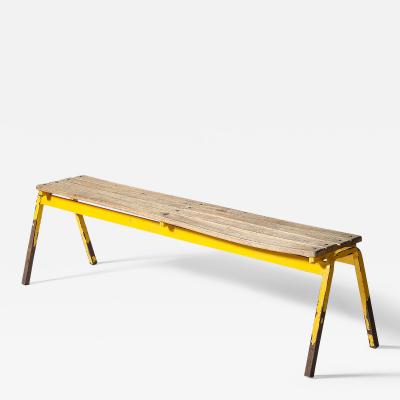 Painted Metal Vintage Gym Bench France c 1950