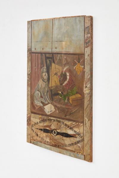 Painted Panel The Monkey Artist and His Dog