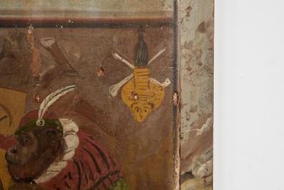 Painted Panel The Monkey Artist and His Dog