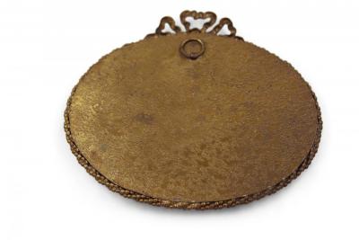 Painted Porcelain Plaque of Napoleon in a Battle Scene in Gilt Bow Knot Frame