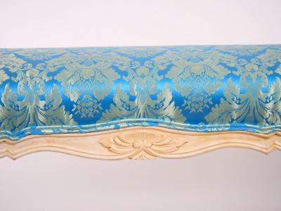 Painted Wood Long Window Bench Arms Flute Carved Accents