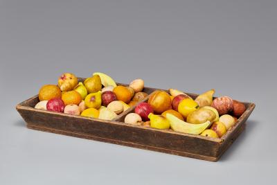 Painted Wooden Tray with Stone Fruit