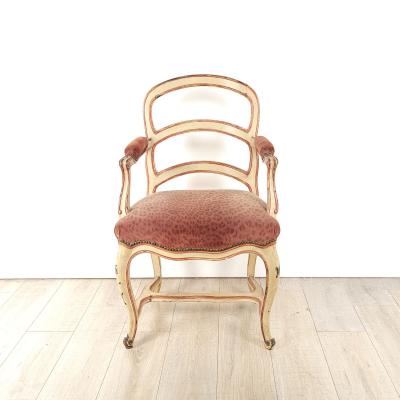 Painted and Upholstered Louis XV Provincial Chair France 18th century