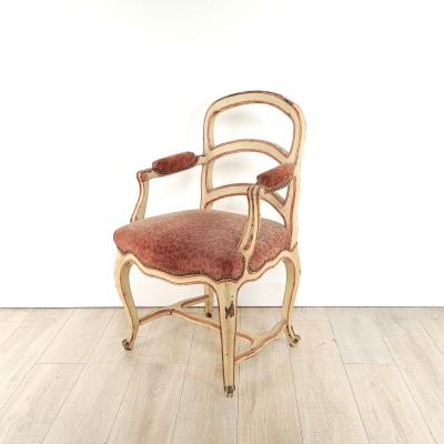 Painted and Upholstered Louis XV Provincial Chair France 18th century