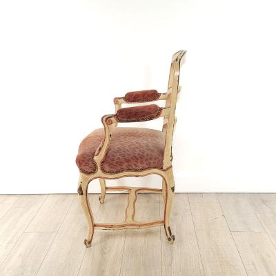 Painted and Upholstered Louis XV Provincial Chair France 18th century