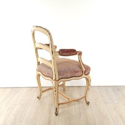 Painted and Upholstered Louis XV Provincial Chair France 18th century