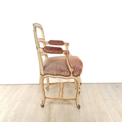 Painted and Upholstered Louis XV Provincial Chair France 18th century