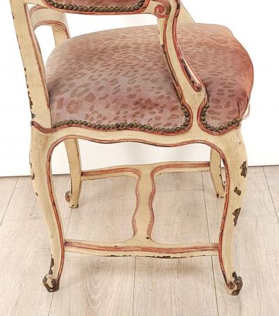 Painted and Upholstered Louis XV Provincial Chair France 18th century