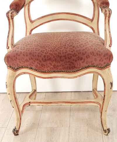 Painted and Upholstered Louis XV Provincial Chair France 18th century
