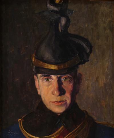 Painting Portrait of a soldier signed Vass E and dated 1915