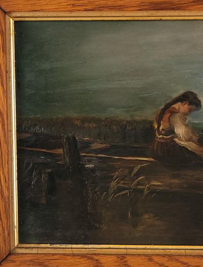 Painting of Girl in Boat circa 1880