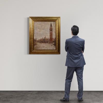 Painting of a view of St Marks Square signed and dated 1917