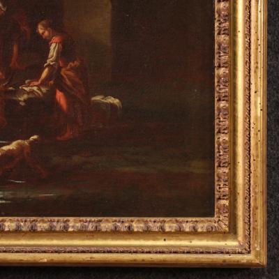 Painting of the Roman school of the 17th century landscape with pastoral scene