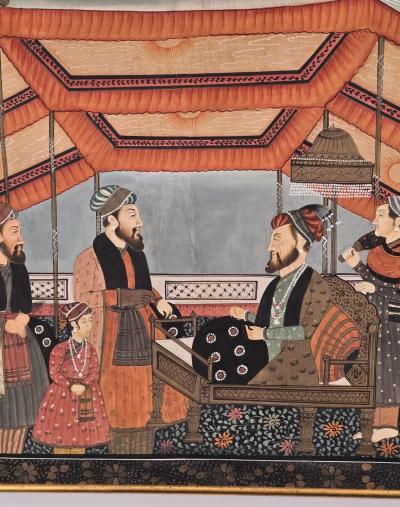 Painting on Paper of Group of Men India circa 1950