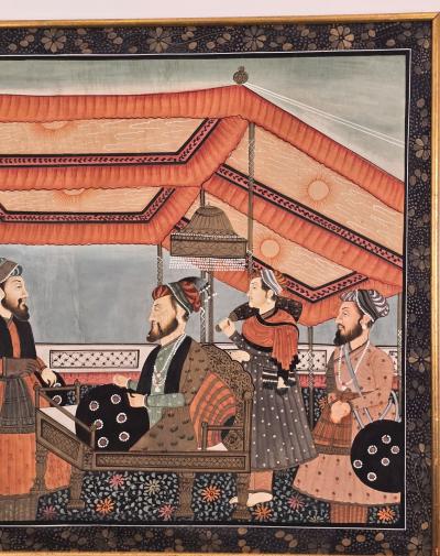 Painting on Paper of Group of Men India circa 1950