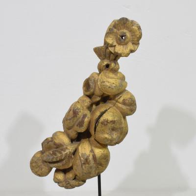 Pair 17 18th Century French Gilded Carved Oak Baroque Ornaments