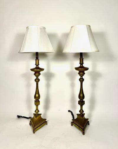 Pair 18th Century Bronze Altar Sticks as Floor Lamps