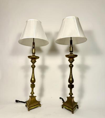 Pair 18th Century Bronze Altar Sticks as Floor Lamps