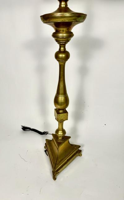 Pair 18th Century Bronze Altar Sticks as Floor Lamps