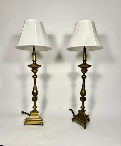 Pair 18th Century Bronze Altar Sticks as Floor Lamps