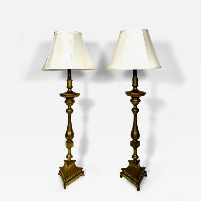 Pair 18th Century Bronze Altar Sticks as Floor Lamps