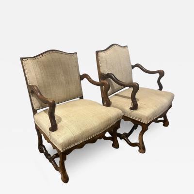 Pair 18th Century French Hand Carved Os De Mouton Chairs