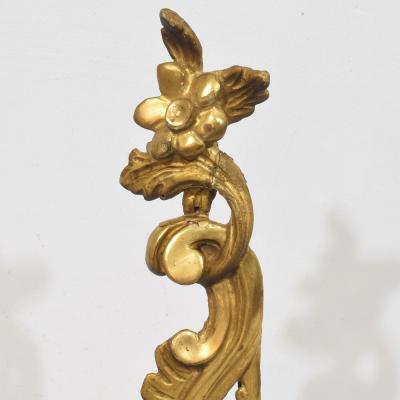 Pair 18th Century Italian Hand Carved Giltwood Baroque Curl Ornaments