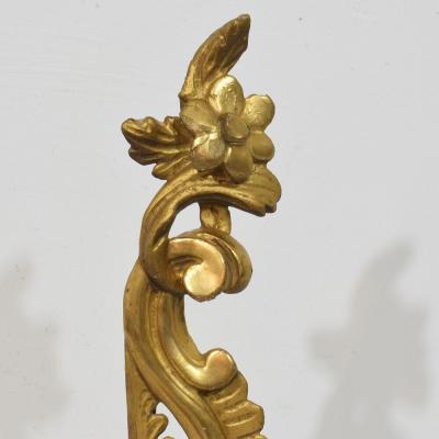 Pair 18th Century Italian Hand Carved Giltwood Baroque Curl Ornaments