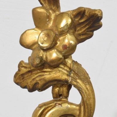 Pair 18th Century Italian Hand Carved Giltwood Baroque Curl Ornaments