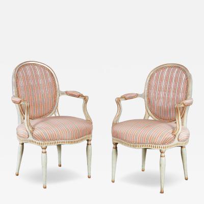 Pair 18th c English Armchairs