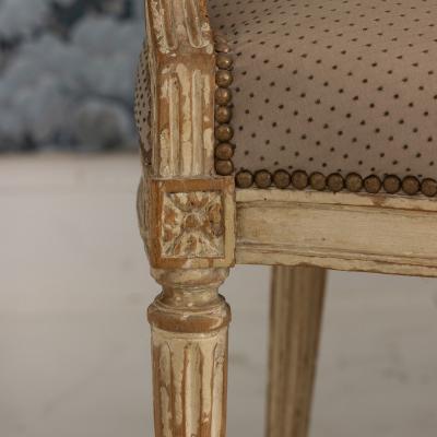 Pair 18th c French Louis XVI Fauteuils in Original Paint Signed