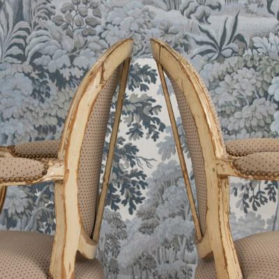 Pair 18th c French Louis XVI Fauteuils in Original Paint Signed