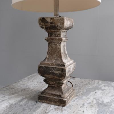 Pair 18th century stone balustrades turned into lamps 1970s