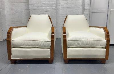 Pair 1940s French Art Deco Lounge Chairs