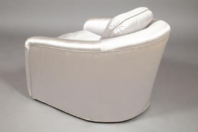 Pair 1950s Silk Upholstered Lounge Chairs