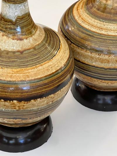 Pair 1960s Nova of California Hand thrown Ceramic Lamps