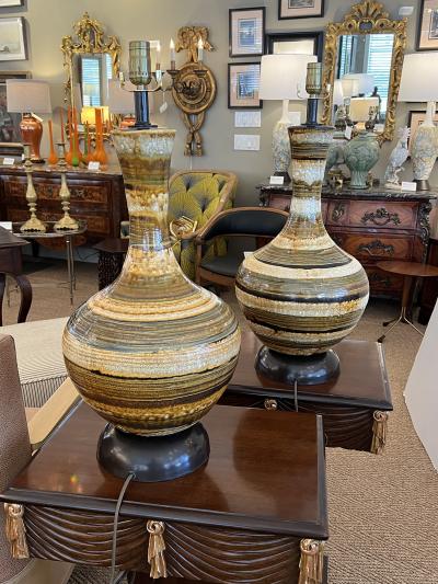 Pair 1960s Nova of California Hand thrown Ceramic Lamps