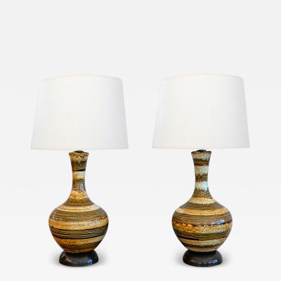 Pair 1960s Nova of California Hand thrown Ceramic Lamps